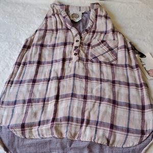 Pink Plaid sleeveless blouse
